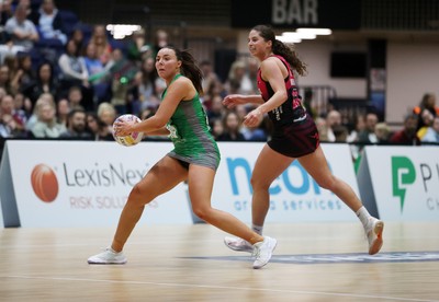 140625 - Cardiff Dragons v London Pulse - Netball Super League - Elle McDonald of Cardiff Dragons