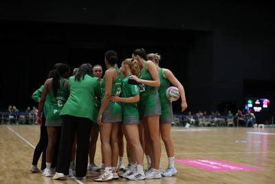 140625 - Cardiff Dragons v London Pulse - Netball Super League - Team huddle
