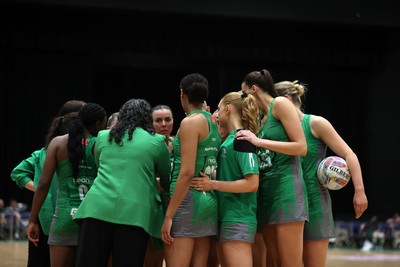 140625 - Cardiff Dragons v London Pulse - Netball Super League - Team huddle