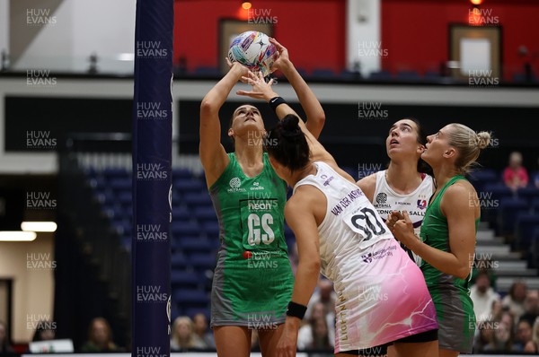 240525 - Cardiff Dragons v Loughborough Lightning - Netball Super League - Georgia Rowe of Cardiff Dragons