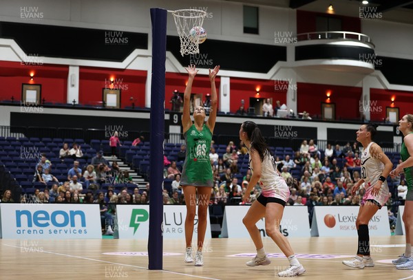 240525 - Cardiff Dragons v Loughborough Lightning - Netball Super League - Georgia Rowe of Cardiff Dragons
