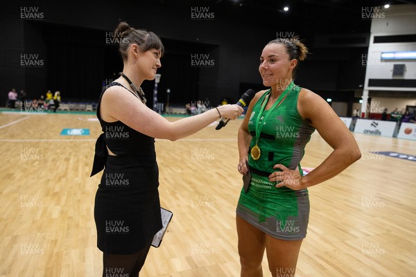 240525 - Cardiff Dragons v Loughborough Lightning - Netball Super League - Dragons Player of the match Elle McDonald of Cardiff Dragons