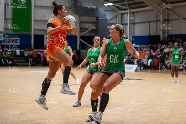 230324 - Cardiff Dragons v Severn Stars - Netball Super League - Leah Middleton of Cardiff Dragons
