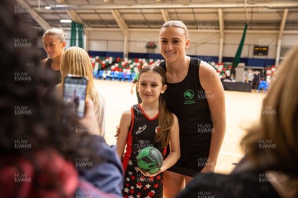 161223 - Cardiff Dragons v Strathclyde Sirens - Pre Season Friendly - Millie Carter of Cardiff Dragons with fans