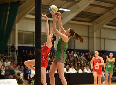 260424 - Cardiff Dragons v Strathclyde Sirens - Vitality Netball Super League - Georgia Rowe of Cardiff Dragons 