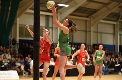 260424 - Cardiff Dragons v Strathclyde Sirens - Vitality Netball Super League - Georgia Rowe of Cardiff Dragons 