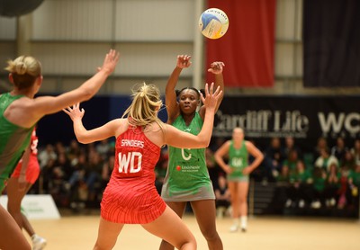 260424 - Cardiff Dragons v Strathclyde Sirens - Vitality Netball Super League - Khanyisa Chawane of Cardiff Dragons