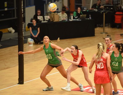 260424 - Cardiff Dragons v Strathclyde Sirens - Vitality Netball Super League - Hannah Passmore of Cardiff Dragons