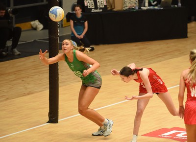 260424 - Cardiff Dragons v Strathclyde Sirens - Vitality Netball Super League - Hannah Passmore of Cardiff Dragons