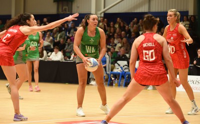 260424 - Cardiff Dragons v Strathclyde Sirens - Vitality Netball Super League - Elle McDonald of Cardiff Dragons