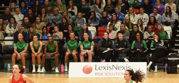 260424 - Cardiff Dragons v Strathclyde Sirens - Vitality Netball Super League - The Cardiff Dragons bench