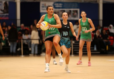 190424 - Cardiff Dragons v Surrey Storms - Vitality Netball Super League - Nia Jones of Cardiff Dragons