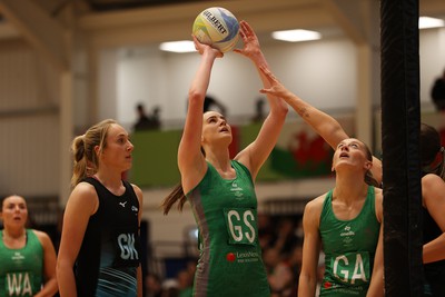 190424 - Cardiff Dragons v Surrey Storms - Vitality Netball Super League - Georgia Rowe of Cardiff Dragons