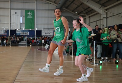 190424 - Cardiff Dragons v Surrey Storms - Vitality Netball Super League - Nia Jones of Cardiff Dragons