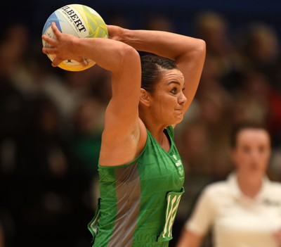 190424 - Cardiff Dragons v Surrey Storm - Vitality Netball SuperLeague - Nia Jones of Cardiff Dragons