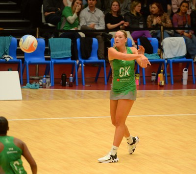 190424 - Cardiff Dragons v Surrey Storm - Vitality Netball SuperLeague - Leah Middleton of Cardiff Dragons