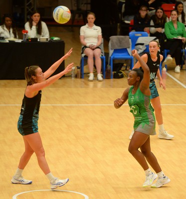 190424 - Cardiff Dragons v Surrey Storm - Vitality Netball SuperLeague - Khanyisa Chawane of Cardiff Dragons