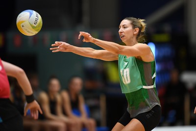 220225 - Cardiff Dragons v Birmingham Panthers - Netball Super League - Jacqui Newton of Cardiff Dragons