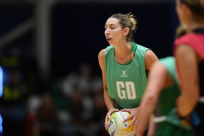 220225 - Cardiff Dragons v Birmingham Panthers - Netball Super League - Jacqui Newton of Cardiff Dragons