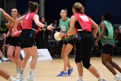 220225 - Cardiff Dragons v Birmingham Panthers - Netball Super League - Jacqui Newton of Cardiff Dragons