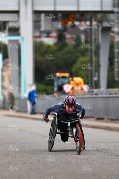 011023 - Principality Building Society Cardiff Half Marathon 2023 - Wheelchair race at the Cardiff Barrage
