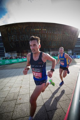 061019 - Cardiff Half Marathon 2019 - Runners make their way through Cardiff Bay, Roald Dahl Plas and past the Wales Millennium Centre at the halfway point of the race