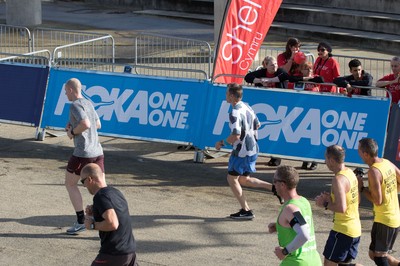 061019 - Cardiff Half Marathon 2019 - Runners make their way through Cardiff Bay, Roald Dahl Plas and past the Wales Millennium Centre at the halfway point of the race