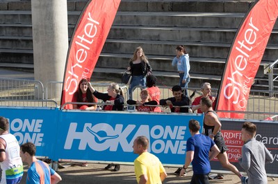 061019 - Cardiff Half Marathon 2019 - Runners make their way through Cardiff Bay, Roald Dahl Plas and past the Wales Millennium Centre at the halfway point of the race