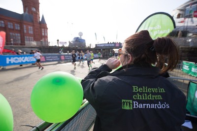 061019 - Cardiff Half Marathon 2019 - Runners make their way through Cardiff Bay, Roald Dahl Plas and past the Wales Millennium Centre at the halfway point of the race