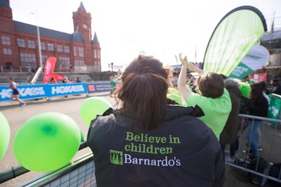 061019 - Cardiff Half Marathon 2019 - Runners make their way through Cardiff Bay, Roald Dahl Plas and past the Wales Millennium Centre at the halfway point of the race