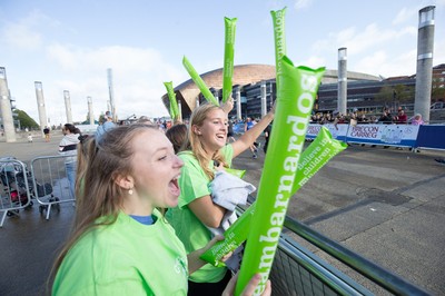 061019 - Cardiff Half Marathon 2019 - Runners make their way through Cardiff Bay, Roald Dahl Plas and past the Wales Millennium Centre at the halfway point of the race