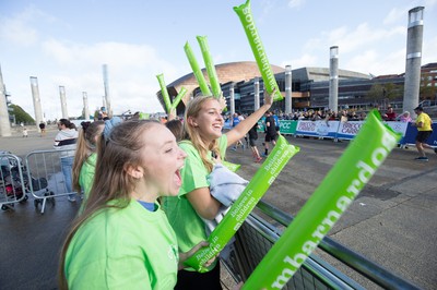 061019 - Cardiff Half Marathon 2019 - Runners make their way through Cardiff Bay, Roald Dahl Plas and past the Wales Millennium Centre at the halfway point of the race