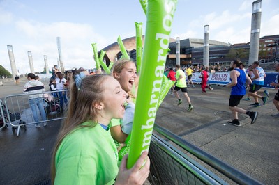 061019 - Cardiff Half Marathon 2019 - Runners make their way through Cardiff Bay, Roald Dahl Plas and past the Wales Millennium Centre at the halfway point of the race