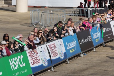 061019 - Cardiff Half Marathon 2019 - Runners make their way through Cardiff Bay, Roald Dahl Plas and past the Wales Millennium Centre at the halfway point of the race