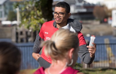 061019 - Cardiff Half Marathon 2019 - Runners make their way through Cardiff Bay, Roald Dahl Plas and past the Wales Millennium Centre at the halfway point of the race