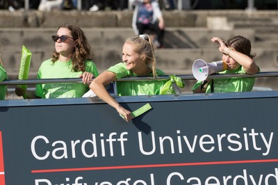 061019 - Cardiff Half Marathon 2019 - Runners make their way through Cardiff Bay, Roald Dahl Plas and past the Wales Millennium Centre at the halfway point of the race