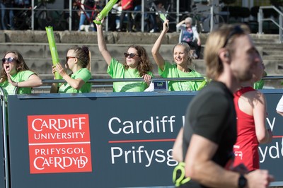 061019 - Cardiff Half Marathon 2019 - Runners make their way through Cardiff Bay, Roald Dahl Plas and past the Wales Millennium Centre at the halfway point of the race