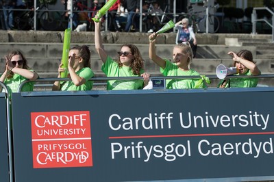 061019 - Cardiff Half Marathon 2019 - Runners make their way through Cardiff Bay, Roald Dahl Plas and past the Wales Millennium Centre at the halfway point of the race