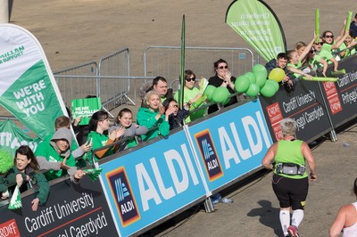 061019 - Cardiff Half Marathon 2019 - Runners make their way through Cardiff Bay, Roald Dahl Plas and past the Wales Millennium Centre at the halfway point of the race