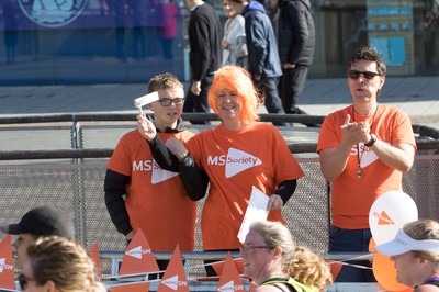 061019 - Cardiff Half Marathon 2019 - Runners make their way through Cardiff Bay, Roald Dahl Plas and past the Wales Millennium Centre at the halfway point of the race