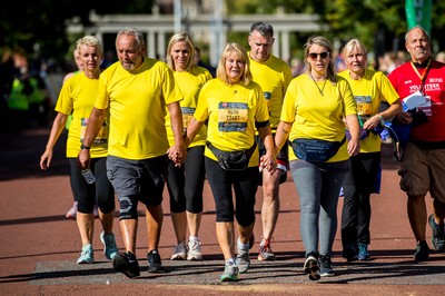 061019 - Cardiff Half Marathon -   The family of Ben McDonald, who died suddenly of a heart attack at last year's Cardiff Half Marathon, at this year's finish 