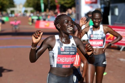 061019 - Cardiff Half Marathon -   Women's winner Lucy Cheruiyot