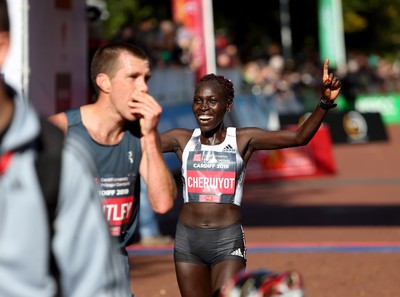 061019 - Cardiff Half Marathon -   Women's winner Lucy Cheruiyot