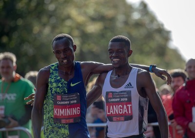 061019 - Cardiff Half Marathon -   Second placed Shadrack Kimining and winner Leonard Langat