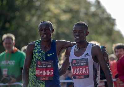 061019 - Cardiff Half Marathon -   Second placed Shadrack Kimining and winner Leonard Langat