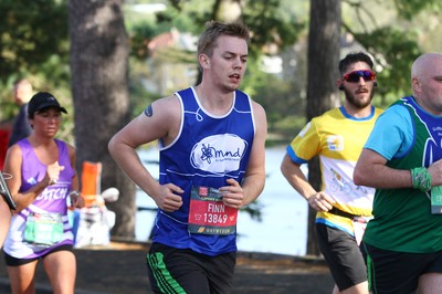 061019 - Cardiff University Cardiff Half Marathon - Runners pass Roath Park Lake