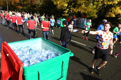 061019 - Cardiff University Cardiff Half Marathon - Runners make full use of the recyclers at Roath Park Lake