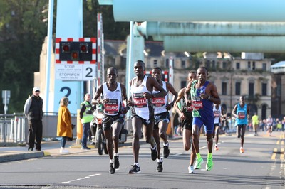 061019 - Cardiff Half Marathon -    Elite athletes at the Cardiff Bay Barrage