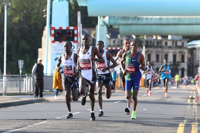 061019 - Cardiff Half Marathon -    Elite athletes at the Cardiff Bay Barrage