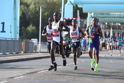 061019 - Cardiff Half Marathon -    Elite athletes at the Cardiff Bay Barrage